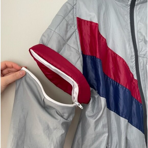 Vintage 80s REEBOK Windbreaker Jacket with Removable Sleeves Size L - Picture 3 of 14